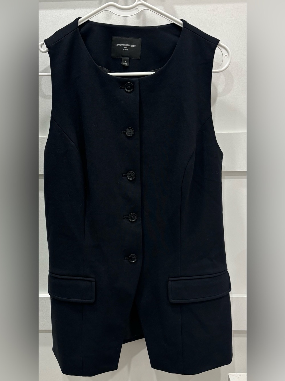 Banana Republic Black Sleeveless Button Vest